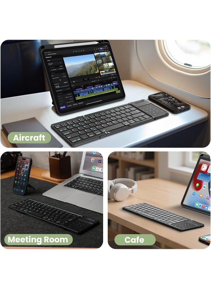 نيلكين لوحة مفاتيح قابلة للطي Nillkin Cube Pocket مع لوحة أرقام تعمل باللمس للاجتماعات والسفر للأجهزة اللوحية والهواتف المحمولة وأجهزة الكمبيوتر المحمولة، لوحة مفاتيح كاملة الحجم (صغيرة) (أسود كلاسيكي) - Image 2